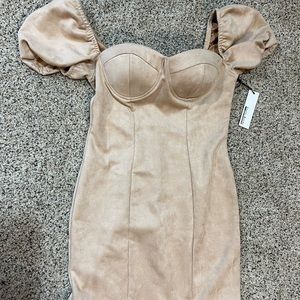 Haute Monde Tan Mini Dress